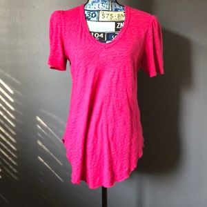 Fushia cotton long t-shirt w/puffy sleeves